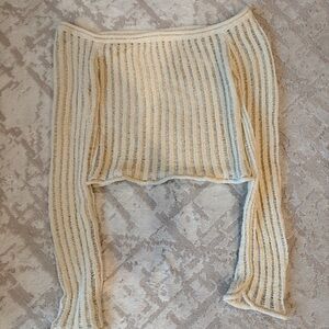 Cotton On Cream Ribbed Off-Shoulder Long Sleeve Top